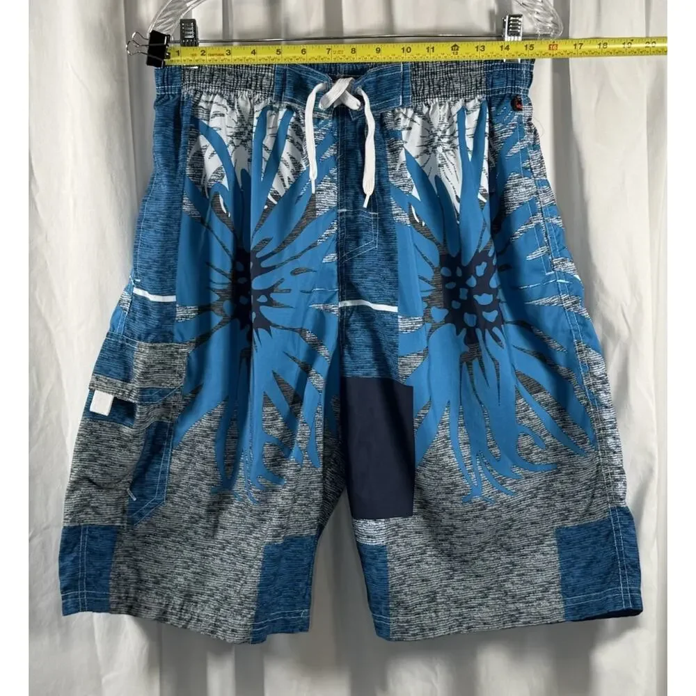 NBN Gear Men's Swim Shorts Trunks Surf Beach Resort Blue Gray White XL 87-39 - Picture 8 of 15